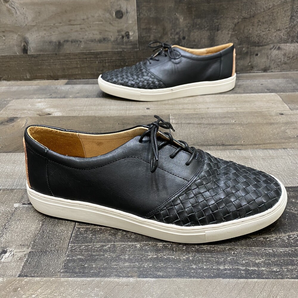 Thorocraft Lowe Mens Black Leather Woven Casual Shoes Size 45